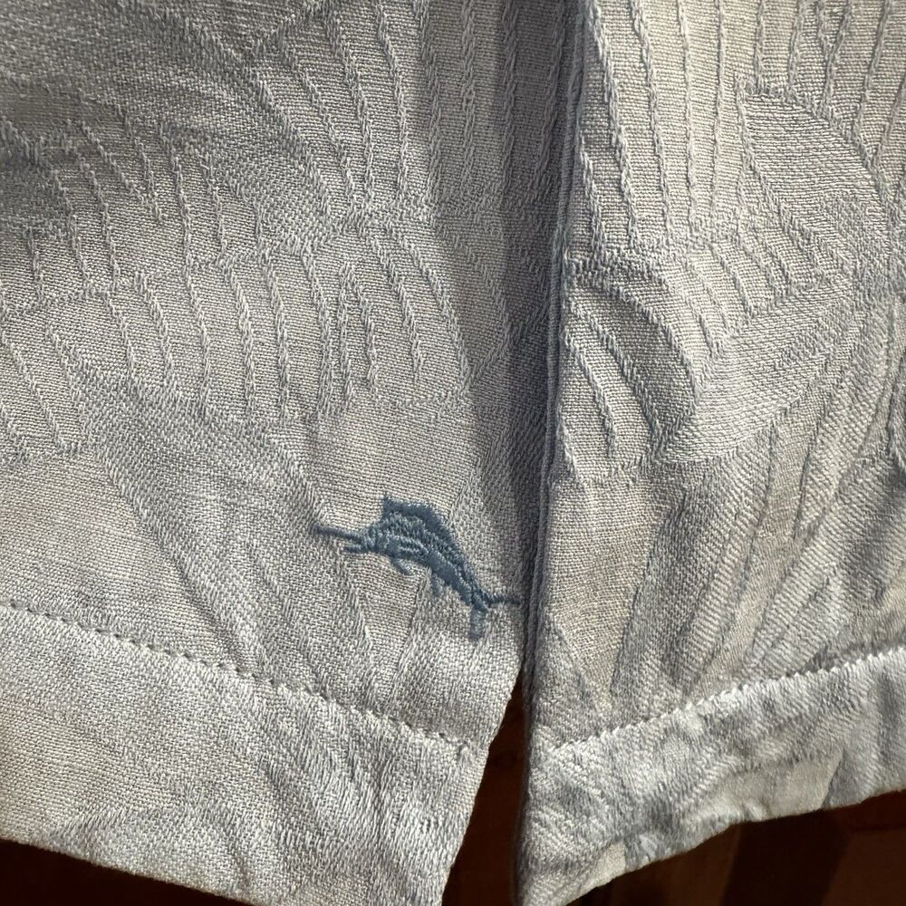 Tommy Bahama Men’s Blue 100% Silk Hawaiian Camp Shirt Floral Jacquard XXL - Picture 6 of 15